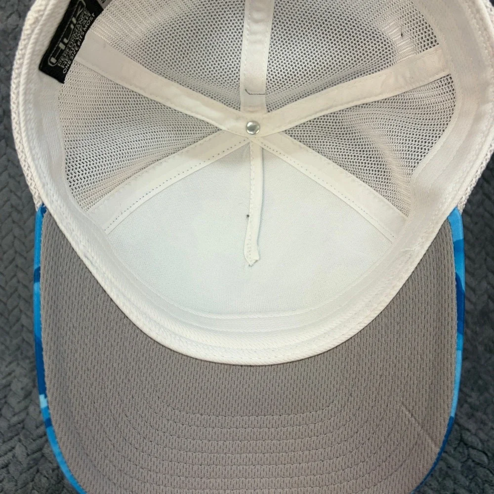 Huk Performance Trucker Hat Blue Camo White Mesh Snapback Fishing Cap